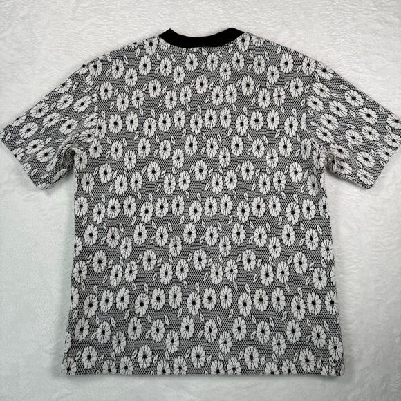Vintage Camelashes Black and White Floral Daisy Knit Shirt Size Large - Picture 2 of 8